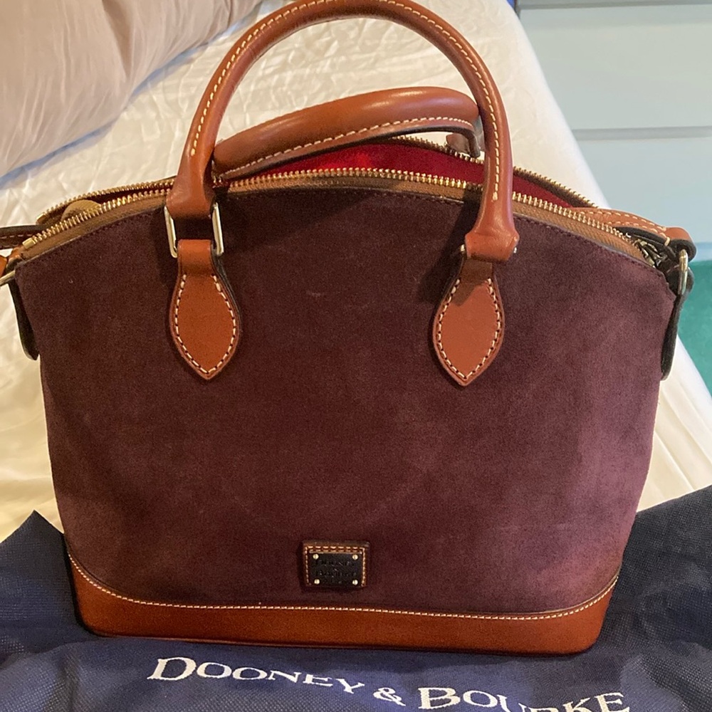 Dooney & Burke burgundy suede Darcy Satchel